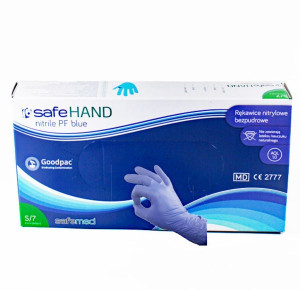 Rękawiczki nitrylowe niebieskie safemed S 100szt