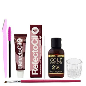 Zestaw Henna REFECTOCIL 4 kasztan Utleniacz Kieliszek Pędzel trymer