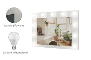 Lustro do toaletki Hollywood z Oświetleniem LED Białe 60 x 80 Żarówki