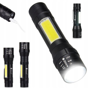 Latarka Taktyczna Led Cob Zoom Xml T6 Usb Aku Usb