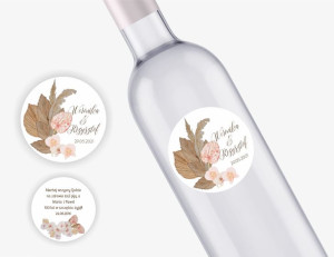 Samoprzylepne etykiety na wódkę weselną - biała folia - Boho 05