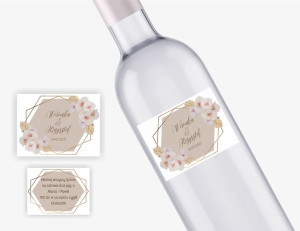 Samoprzylepne etykiety na wódkę weselną - biała folia - Boho 03