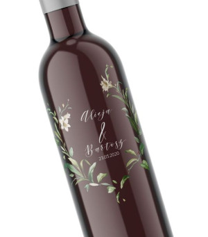 Przezroczyste etykiety na wódkę weselną Floral 05