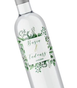 Przezroczyste etykiety na wódkę weselną Floral 04