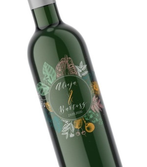 Przezroczyste etykiety na wódkę weselną Floral 02