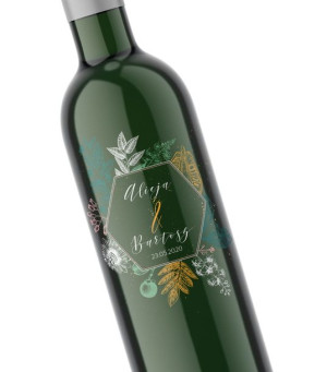 Przezroczyste etykiety na wódkę weselną Floral 01