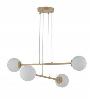 Lampa Wisząca Balans Złota 4 Szklane Klosze Kule