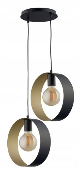 Lampa Wisząca Czarno-Złota 2 Obręcze Happy Sigma