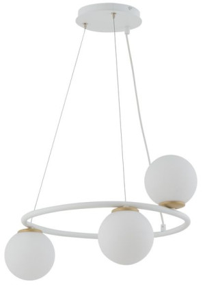 Lampa Wisząca Szklany Klosz Biała Gama Koło 3