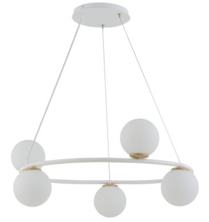 Lampa Wisząca Szklany Klosz Biała Gama Koło 5