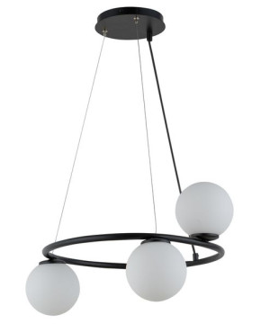Lampa Wisząca Szklany Klosz Czarna Gama Koło 3