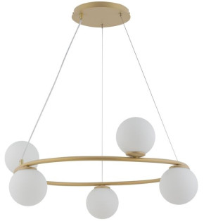 Lampa Wisząca Szklany Klosz Złota Gama Koło 5