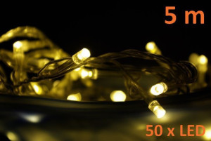 Świąteczne oświetlenie LED 5 m – ciepły biały, 50 diod
