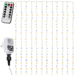 Świąteczna kurtyna świetlna 300 LED - 3x3 m, ciepła i zimna