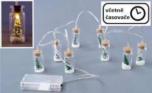 Ozdobny świąteczny łańcuszek - 8 diod LED, mini szklanki z d