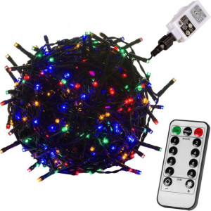 Świąteczne oświetlenie 10 m, 100 LED, kolorowe, przewód ziel