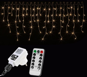 Świąteczny deszcz świetlny 5 m, 200 LED, ciepła biel, pilot