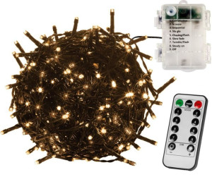 VOLTRONIC Świąteczny łańcuch 10m,100 LED, ciepła biel, pilot