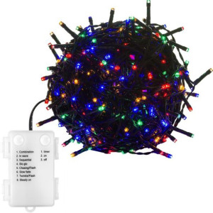 Świąteczny łańcuch 200 LED - 20 m, kolorowy, na baterie