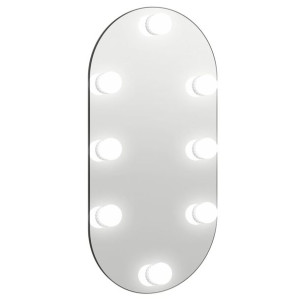 Lustro z lampami LED, 60x30 cm, szklane, owalne