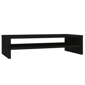 Podstawka na monitor, czarna, 50x24x13 cm, lite drewno sosnowe