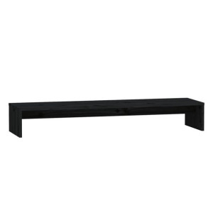 Podstawka na monitor, czarna, 100x27x15 cm, lite drewno sosnowe