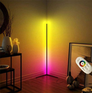 Stojąca LAMPA PODŁOGOWA Narożna LED RGB 140cm 20W pilot czarna ZD81