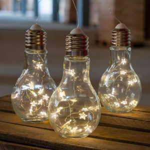 Zestaw 3 żarówek 10 LED biała ciepła, 17 cm z haczykiem