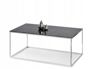 Designerska Ława Do Salonu Bali Xl Czarny Marmur Chrom