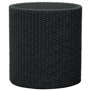 Rattanowa doniczka z tworzywa sztucznego - L - antracyt