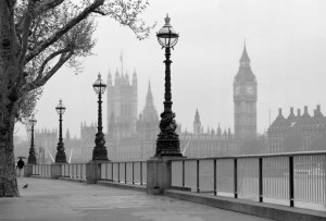Fototapeta Flizelinowa Londyn Mgła Big Ben 384x260