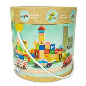 Drewniane miasto Klocki 60 el. Elefun Toys 18m+