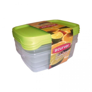 Zestaw 3x plastikowy pojemnik TAKE AWAY FOODK 1,2l - zielon