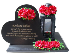 PODSTAWKA POD ZNICZ GRAWER SERCE + LAMPION Latarenka na grób
