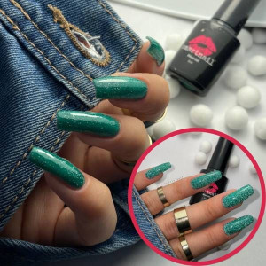 RJ 8058 Smartnail Flash Lakier hybrydowy Disco Gel 6ml 6g BROKATOWY ZIELONY