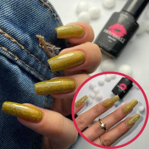RJ 8057 Smartnail Flash Lakier hybrydowy Disco Gel 6ml 6g BROKATOWY ZŁOTY O