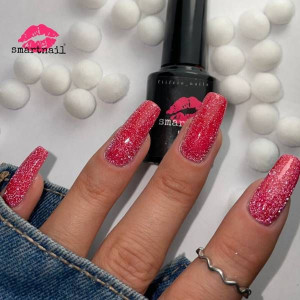 RJ 8052 Smartnail Flash Lakier hybrydowy Disco Gel 6ml 6g CZERWONY BROKATOW
