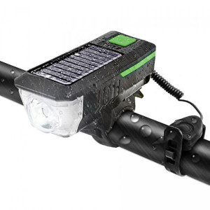 Lampa Rowerowa Led Usb Solarna + Klakson Dzwonek