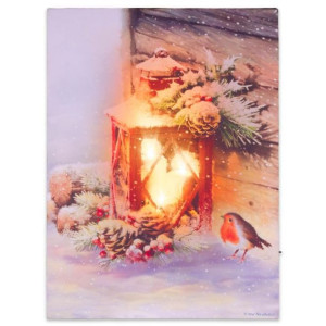 Obraz ścienny czerwona latarnia, 3 diody LED, 30 x 40 cm