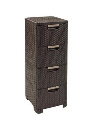 Szafka Polyratan RATTAN STYLE - 4x14l - brązowa KRZYWA