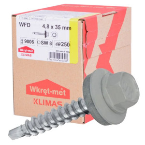 Wkręty Farmerskie Samowiercące Do Blachy,drewna 4,8x35mm Ral 9006 250szt