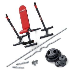 Zestaw Ławka Do 200kg Stojaki Do 280kg Gryfy Obciężenie 95g