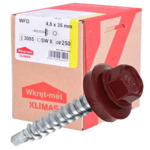 Wkręty Farmerskie Samowiercące Do Blachy,drewna 4,8x35mm Ral 3005 250szt