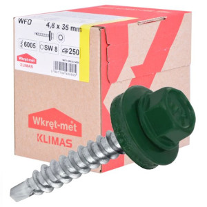 Wkręty Farmerskie Samowiercące Do Blachy,drewna 4,8x35mm Ral 6005 250szt