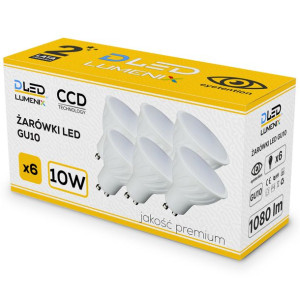 6x Żarówka LED GU10 1080lm 10W CCD CIEPŁA