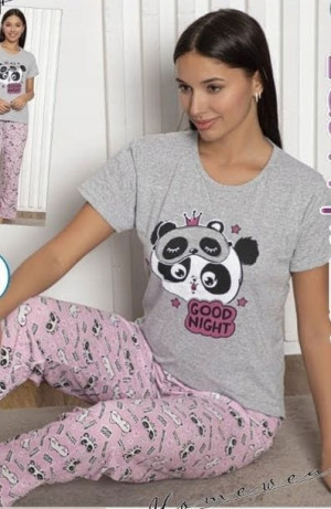 Piżama Damska Miś Panda Duża Bawełna Rozmiar Xl