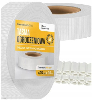 Taśma Ogrodzeniowa Biała Wąska 4,75x35m +klipsy