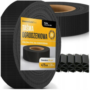 Taśma Ogrodzeniowa Czarna Wąska 4,75x35m +klipsy