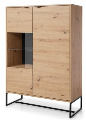 Komoda z witryną 93 cm LOFT dąb artisan AMARO