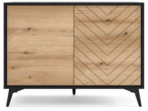 Komoda 104 cm z szafkami MOLLY czarna + jodełka